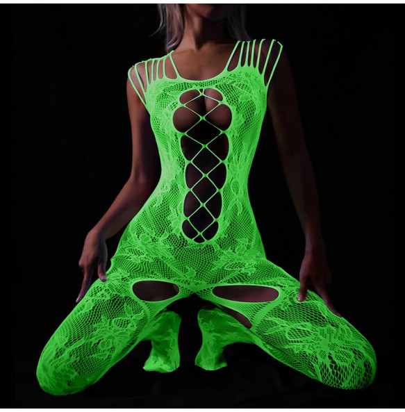 FEE ET MOI - Glow In The Dark Fishnet Bodystocking Dress (7481)